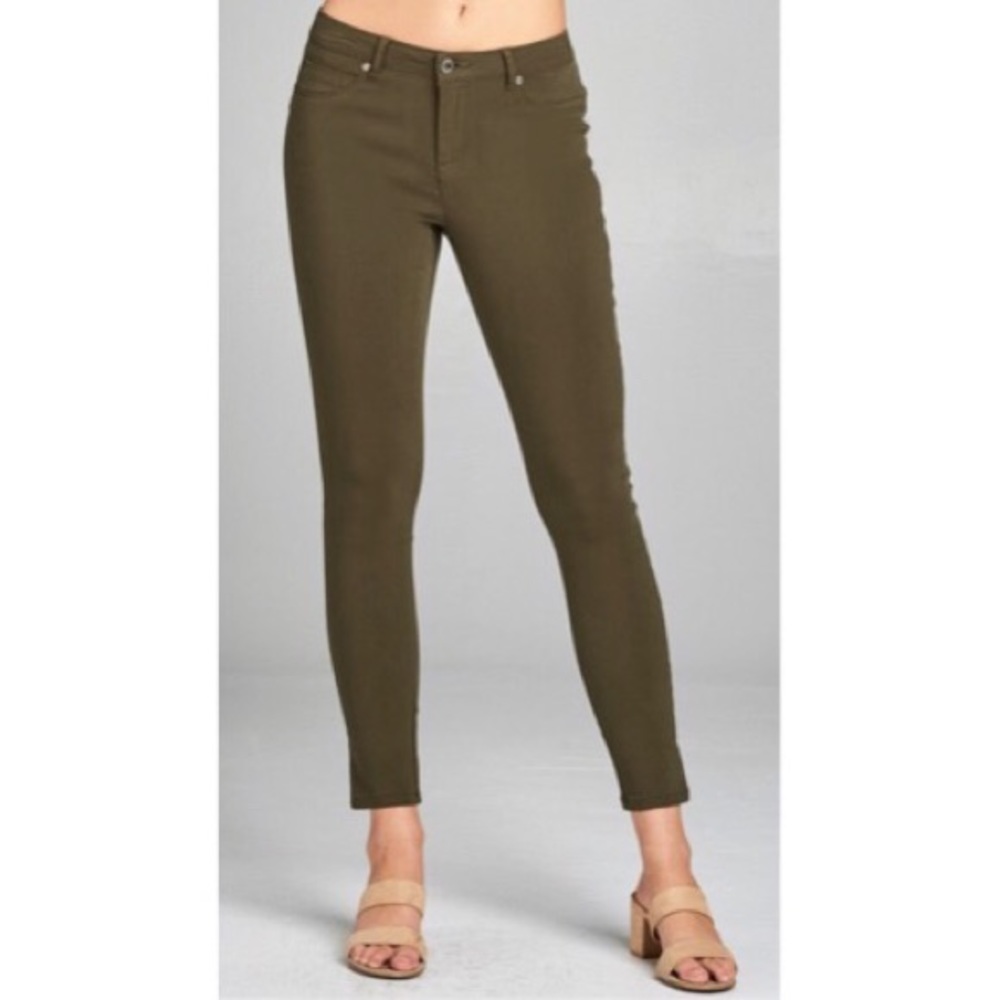 ๐ Olive Skinny Jean Jeggings Size S M L ๐ - Picture 3 of 5